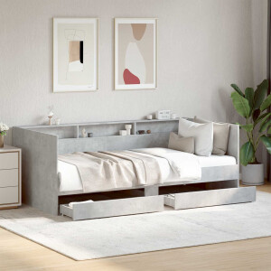 vidaXL Bedframe met opslag Betongrijs 80 x 200 cm Bewerkt hout