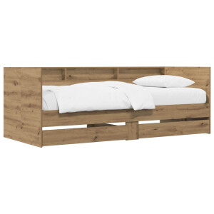 vidaXL Bedframe met opslag Artisanaal eiken 80 x 200 cm Bewerkt hout
