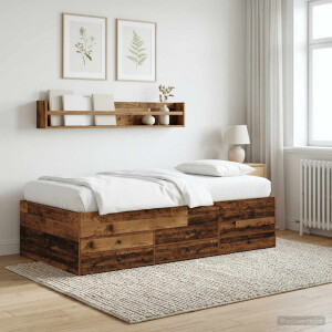 vidaXL Bedframe met opslag met lade Oud hout 80 x 200 cm Bewerkt hout