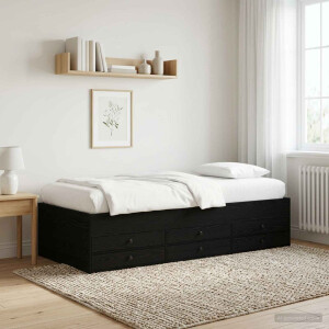 vidaXL Bedframe met opslag Zwart eiken 80 x 200 cm Bewerkt hout