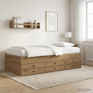 vidaXL Bedframe met opslag Artisanaal eiken 80 x 200 cm Bewerkt hout