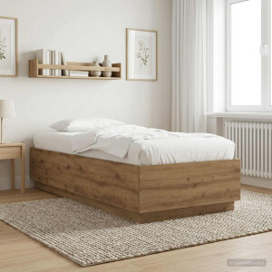 vidaXL Bedframe Artisanaal eiken 80 x 200 cm Bewerkt hout