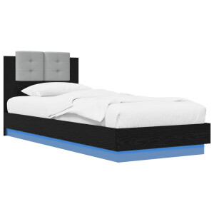 vidaXL Bed Frame met LED Zwart eiken 80 x 200 cm Bewerkt hout