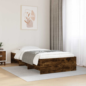 vidaXL Bedframe met plank Gerookt eiken 80 x 200 cm Bewerkt hout