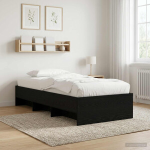 vidaXL Bedframe met plank Zwart eiken 80 x 200 cm Bewerkt hout