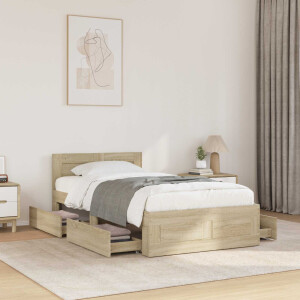 vidaXL Bedframe met Hoofdeinde Sonoma Eiken 80 x 200 cm Bewerkt hout