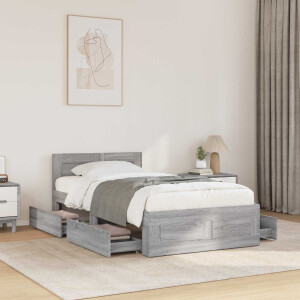 vidaXL Bedframe met Hoofdeinde Grijs Sonoma 80 x 200 cm Bewerkt hout