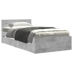 vidaXL Bedframe met Hoofdeinde Betongrijs 80 x 200 cm Bewerkt hout