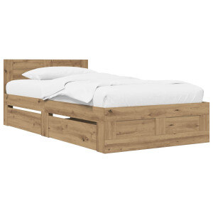 vidaXL Bedframe met Hoofdeinde Artisanaal eiken 80 x 200 cm