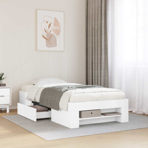 vidaXL Bedframe met opslag met lade Wit 80 x 200 cm Bewerkt hout
