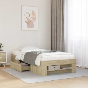 vidaXL Bedframe met opslag Sonoma Eiken 80 x 200 cm Bewerkt hout