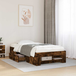 vidaXL Bedframe met opslag Gerookt eiken 80 x 200 cm Bewerkt hout