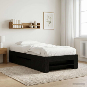 vidaXL Bedframe met opslag Zwart eiken 80 x 200 cm Bewerkt hout