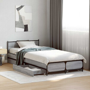 vidaXL Bedframe met Hoofdeinde Grijs Sonoma 80 x 200 cm Bewerkt hout