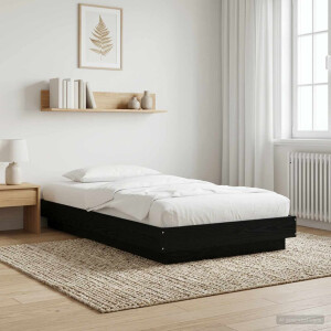 vidaXL Vloerbedframe Zwart eiken 80 x 210 cm Bewerkt hout