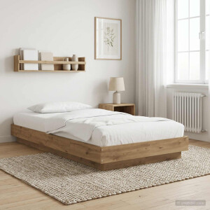 vidaXL Vloerbedframe Artisanaal eiken 80 x 210 cm Bewerkt hout