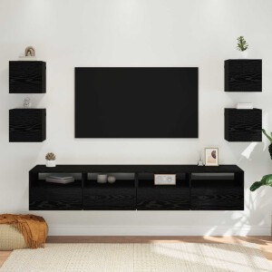 vidaXL Wandgemonteerde TV-kast 4 pcs Zwart eiken 30,5 x 30 x 30 cm