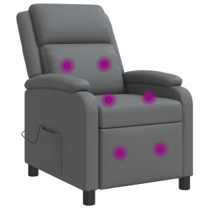 vidaXL Massage Recliner Grijs Kunstleer