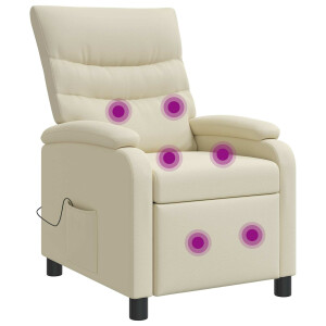 vidaXL Massage Recliner Crèmekleurig Kunstleer