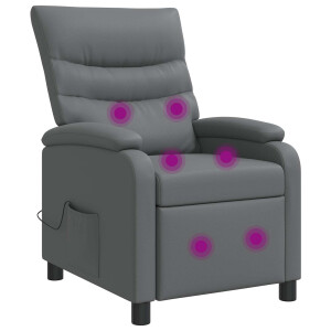 vidaXL Massage Recliner Grijs Kunstleer