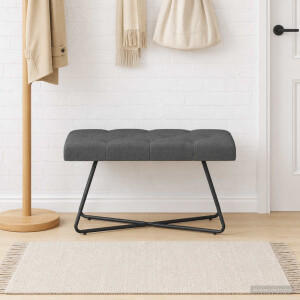 vidaXL Bank met knoopverstelling Donkergrijs 80 x 40 x 46 cm Stof