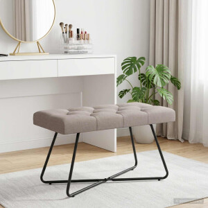 vidaXL Bank met knoopverstelling Taupe 80 x 40 x 46 cm Stof