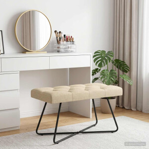 vidaXL Bank met knoopverstelling Crèmekleurig 80 x 40 x 46 cm Stof