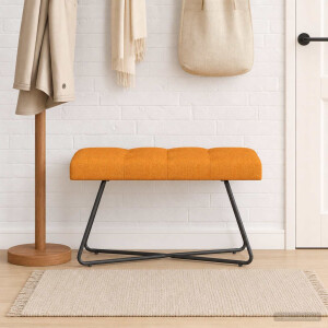 vidaXL Bank met knoopverstelling Donkergeel 80 x 40 x 46 cm Stof