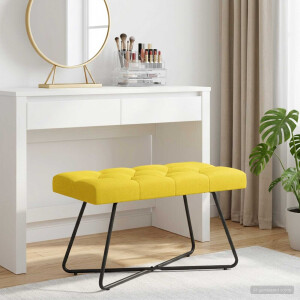 vidaXL Bank met knoopverstelling Lichtgeel 80 x 40 x 46 cm Stof