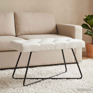 vidaXL Bank met knoopverstelling Wit 80 x 40 x 46 cm Stof