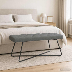 vidaXL Bank met knoopverstelling Donkergrijs 110 x 40 x 46 cm Stof