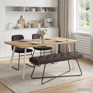 vidaXL Bank met knoopverstelling Donkerbruin 110 x 40 x 46 cm Stof