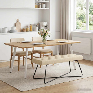 vidaXL Bank met knoopverstelling Crèmekleurig 110 x 40 x 46 cm Stof
