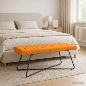 vidaXL Bank met knoopverstelling Donkergeel 110 x 40 x 46 cm Stof