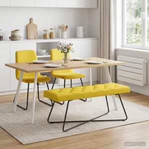 vidaXL Bank met knoopverstelling Lichtgeel 110 x 40 x 46 cm Stof