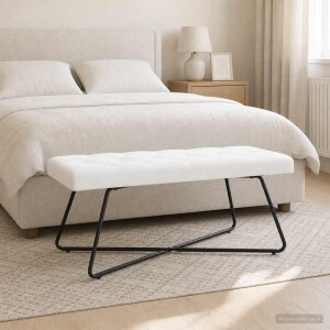 vidaXL Bank met knoopverstelling Wit 110 x 40 x 46 cm Stof