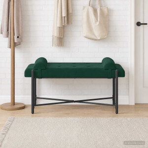 vidaXL Knop-gestept Bankje met Kussens Donkergroen 110 x 40 x 46 cm