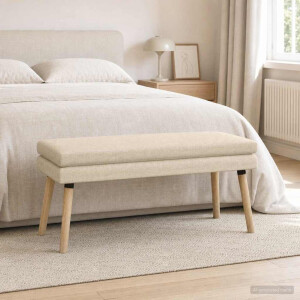 vidaXL Dubbel Laagige Bank Crèmekleurig 110 x 40 x 47 cm Stof