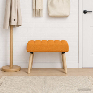 vidaXL Kanaal-geplooide bank Donkergeel 60 x 40 x 45 cm Stof