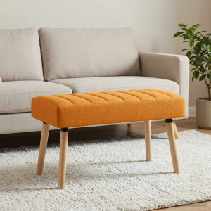 vidaXL Kanaal-geplooide bank Donkergeel 80 x 40 x 46 cm Stof