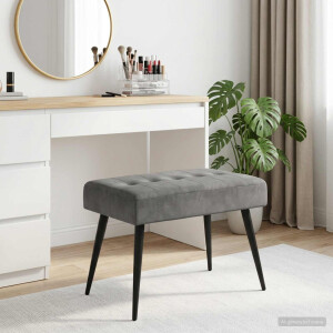 vidaXL Bank met knoopverstelling Donkergrijs 60 x 40 x 45 cm fluweel