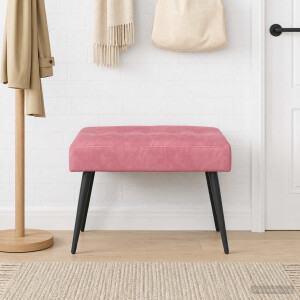 vidaXL Bank met knoopverstelling Roze 60 x 40 x 45 cm fluweel