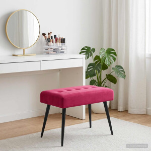 vidaXL Bank met knoopverstelling Wijnrood 60 x 40 x 45 cm fluweel