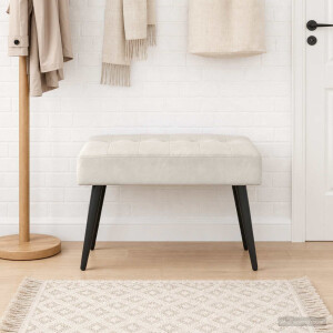 vidaXL Bank met knoopverstelling Crèmekleurig 60 x 40 x 45 cm fluweel