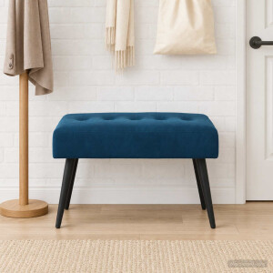 vidaXL Bank met knoopverstelling Blauw 60 x 40 x 45 cm fluweel