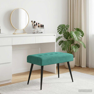 vidaXL Bank met knoopverstelling Turquoise 60 x 40 x 45 cm fluweel
