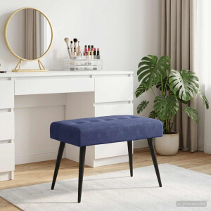 vidaXL Bank met knoopverstelling Politieblauw 60 x 40 x 45 cm fluweel