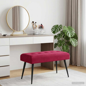 vidaXL Bank met knoopverstelling Wijnrood 80 x 40 x 46 cm fluweel