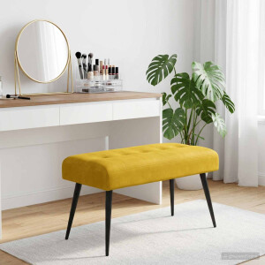 vidaXL Bank met knoopverstelling Geel 80 x 40 x 46 cm fluweel
