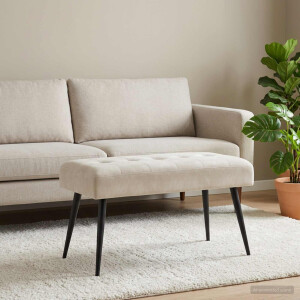 vidaXL Bank met knoopverstelling Crèmekleurig 80 x 40 x 46 cm fluweel